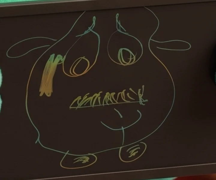 Desenho original do Billy feito por uma criança numa lousa