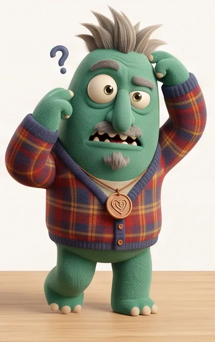 Ddey coçando a cabeça com dúvida